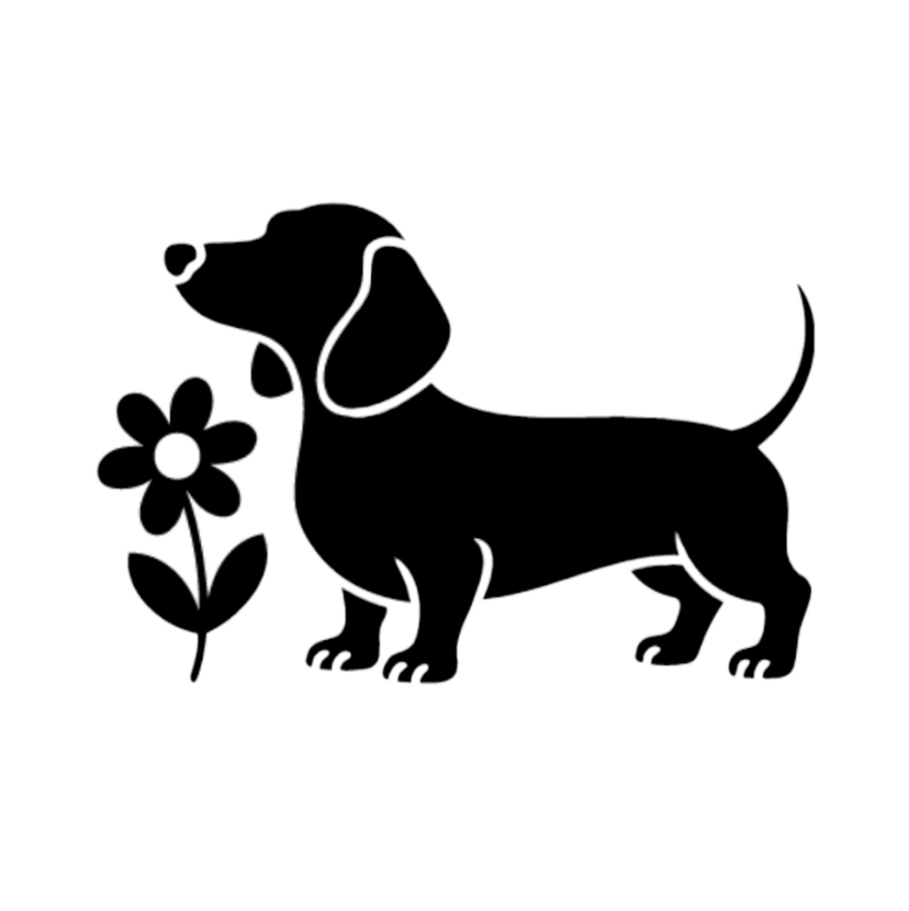 Dachshund Doxie Dog Happy Flower Plant Vinyl Graphic Auto Laptop Decal Sticker